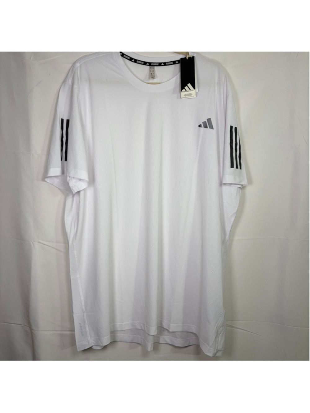 adidas Men's Own The Run AEROREADY T-Shirt White 3-Stripe Running Tee 2XL NWT